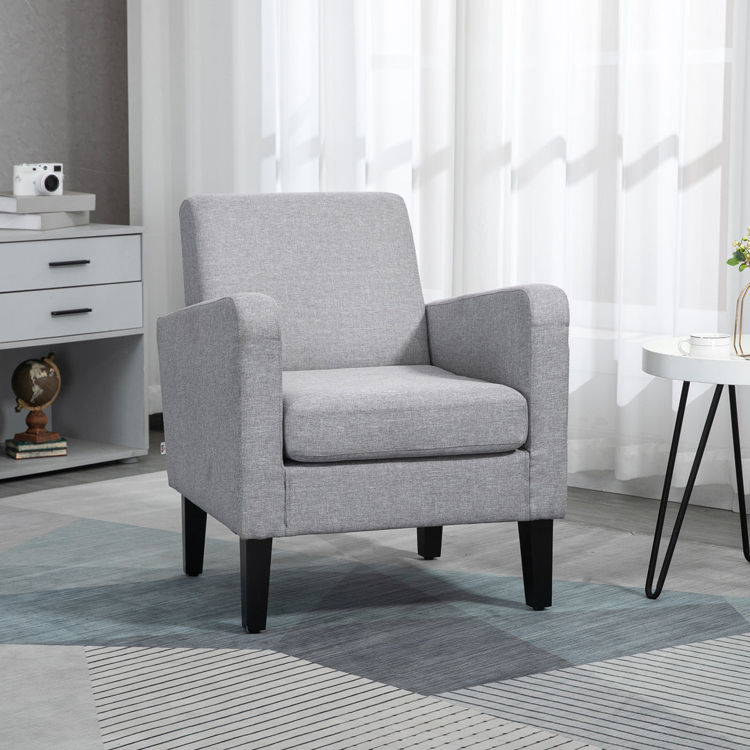 Modern Accent Chair, Occasional Chair with Wood Legs-Light Grey