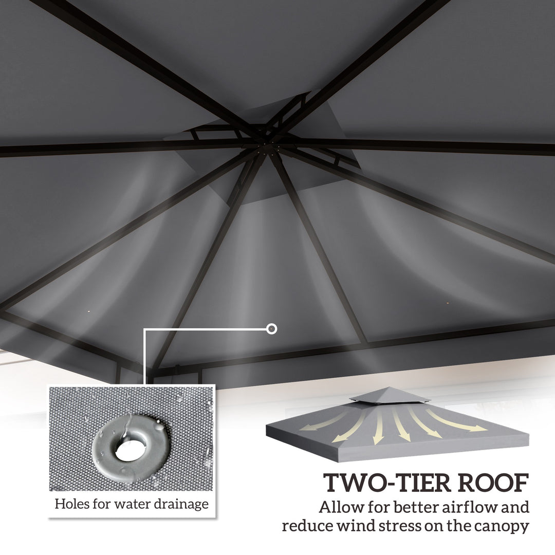 Outsunny 3 x 3(m) Gazebo Canopy Roof Top Replacement Cover Spare Part Light Grey (TOP ONLY)