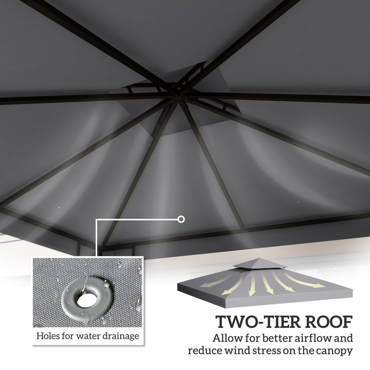 Outsunny 3 x 3(m) Gazebo Canopy Roof Top Replacement Cover Spare Part Light Grey (TOP ONLY)