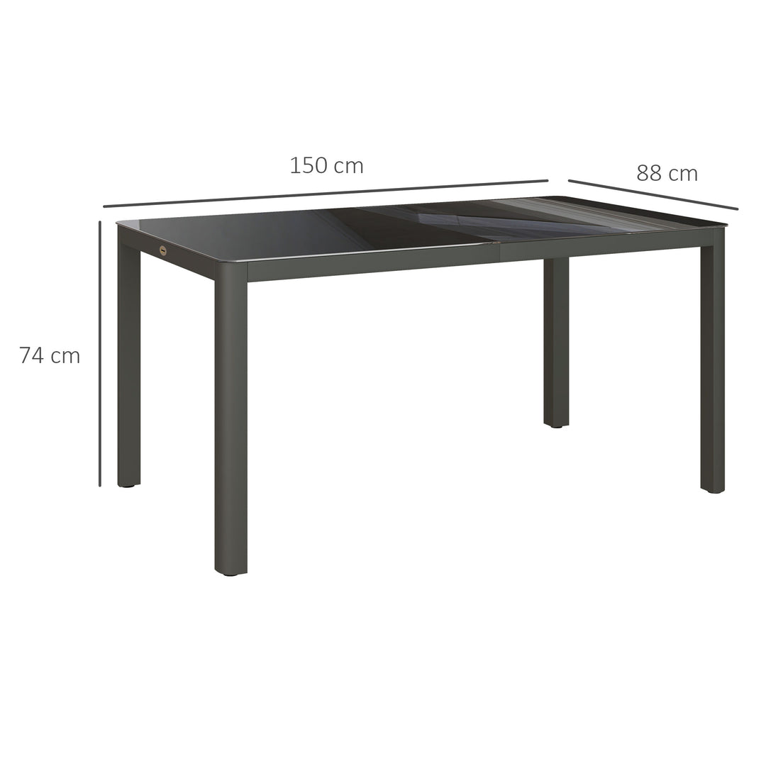 Outdoor Garden Dining Table with Tempered Glass Top