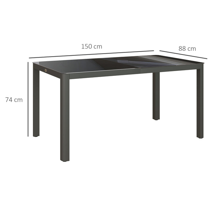 Outdoor Garden Dining Table with Tempered Glass Top