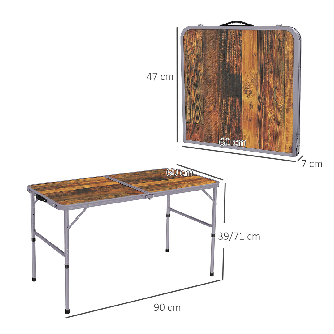 3ft Height Adjustable MDF Folding Camping Table