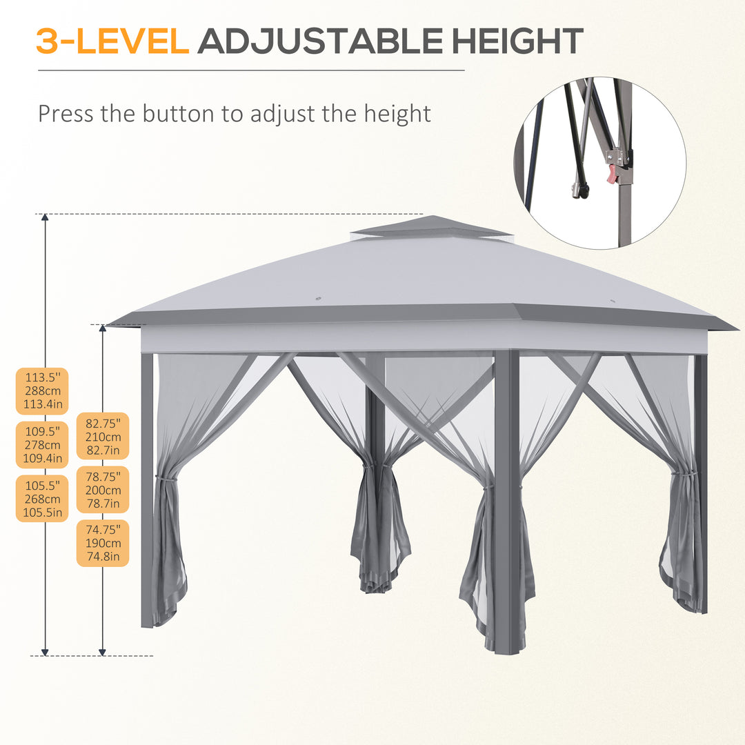 Double Roof Foldable Canopy Tent, Height Adjustable- Beige