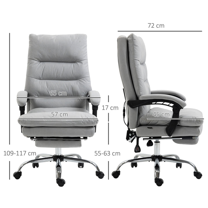 Office Chair with Heat and Footrest, Double-tier Padding, Grey