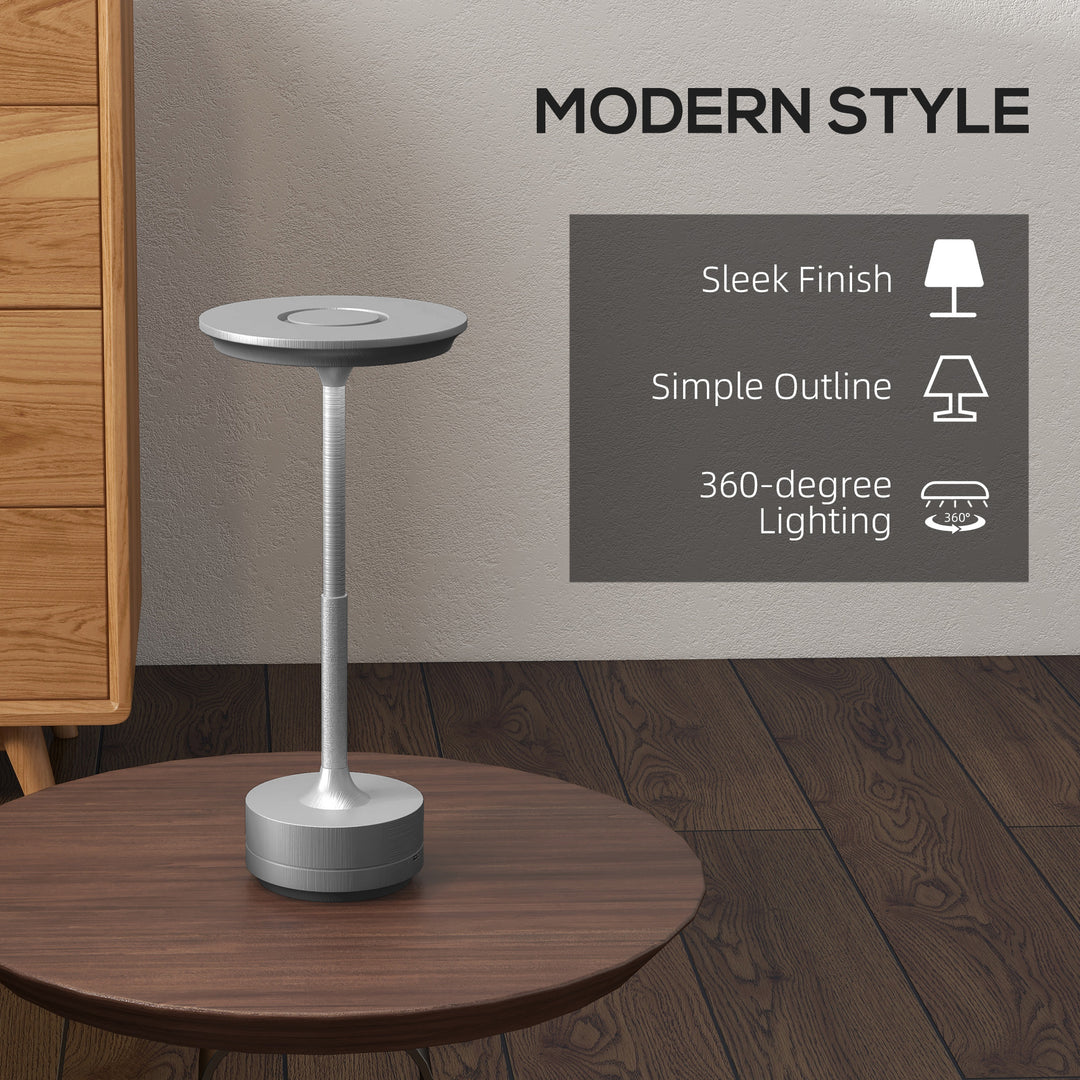 Cordless Table Lamp, Touch LED Desk Lamp with 4000mAh Rechargeable Battery, Silver