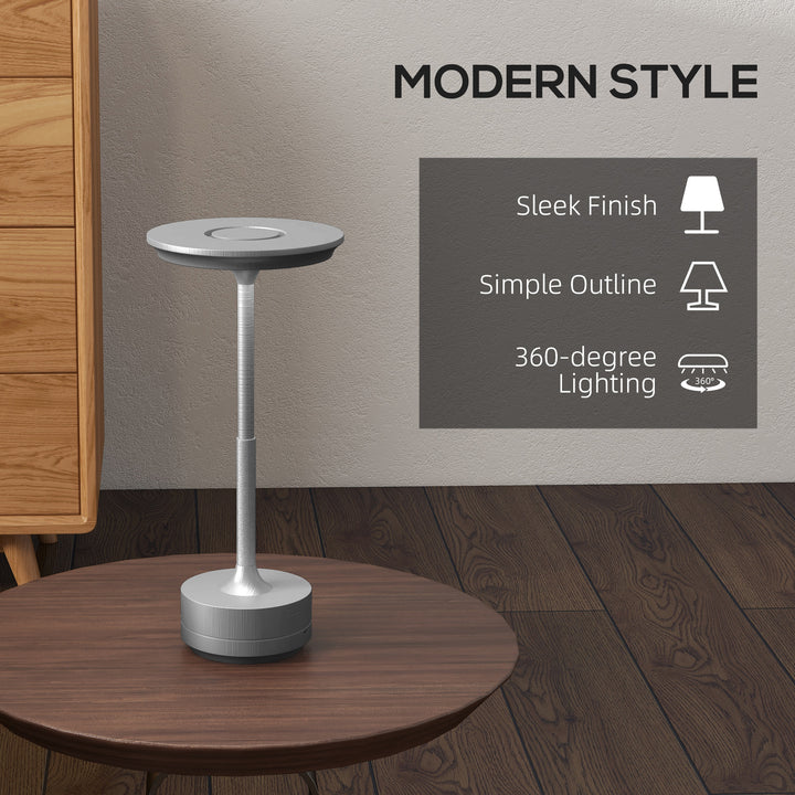 Cordless Table Lamp, Touch LED Desk Lamp with 4000mAh Rechargeable Battery, Silver