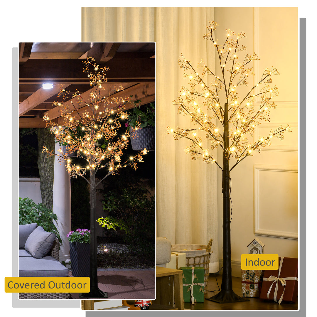 6ft Artificial Gypsophila Blossom Tree Light with 96 Warm White LED Light, Baby Breath Flowers for Home Party Wedding, Indoor and Outdoor Use