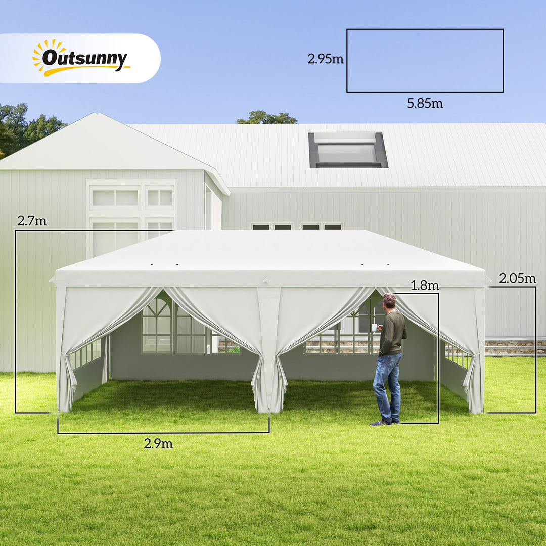 3 x 6 m Pop Up Gazebo with Sides and Windows, Height Adjustable Party Tent with Storage Bag for Garden, Camping, Event, Brown