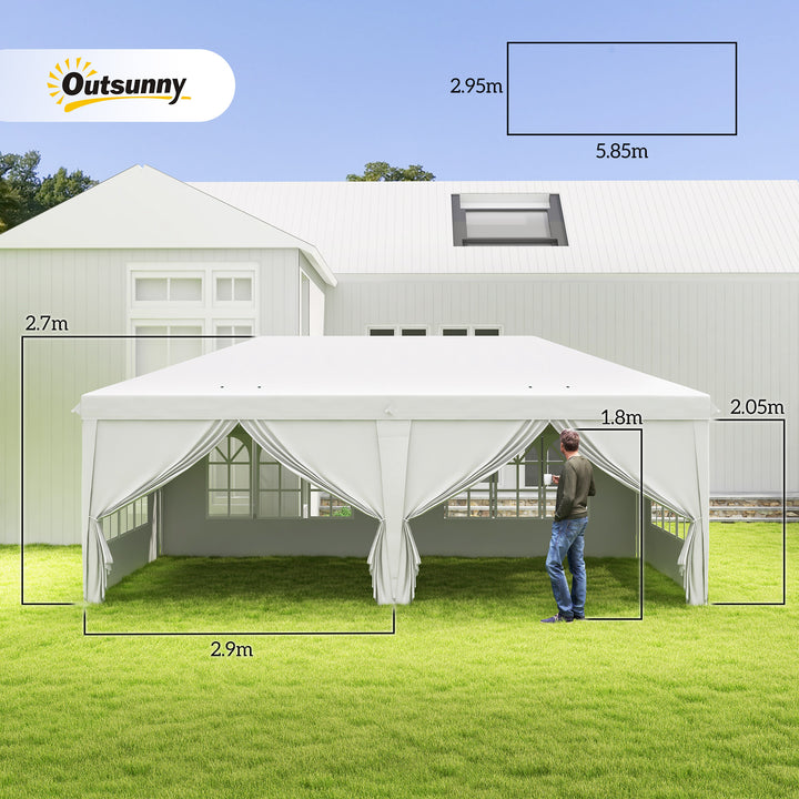 3 x 6 m Pop Up Gazebo with Sides and Windows, Height Adjustable Party Tent with Storage Bag for Garden, Camping, Event, Brown