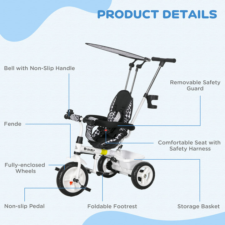 Baby Tricycle W/Handle-White/Black