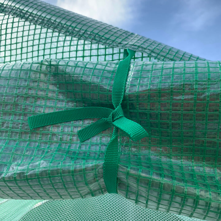 Outsunny 4.47 x 3 x 2m Walk-in Tunnel Greenhouse, Portable Polytunnel Tent, Plant Hot House with PE Cover, Zippered Roll Up Door and 6 Windows, Green