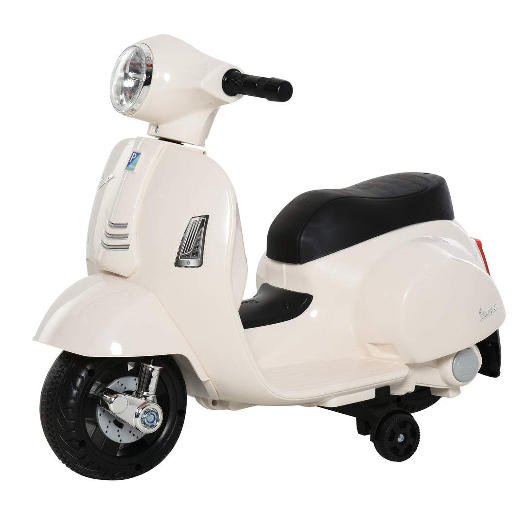 Vespa Licensed Kids Ride On Motorcycle 6V Battery Powered Electric Trike Toys for 18-36 Months with Horn Headlight White