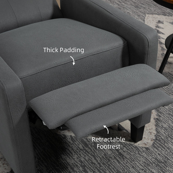 Recliner Chair, Button Tufted Cloth Deep Grey