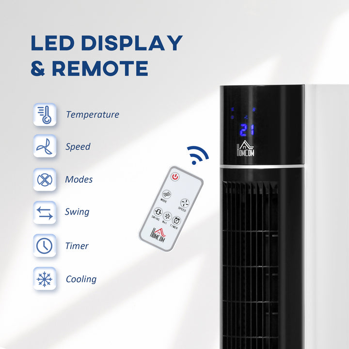 HOMCOM 41" Bladeless Air Cooler, Evaporative Ice Cooling Tower Fan Water Conditioner Humidifier Unit w/ 3 Modes, Remote Controller, Timer