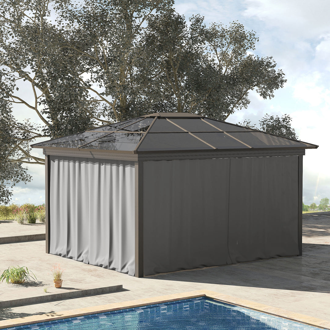 3 x 3(m) Universal Gazebo Sidewall Set with 4 Panels, Hooks/C-Rings Included for Pergolas & Cabanas, Light Grey