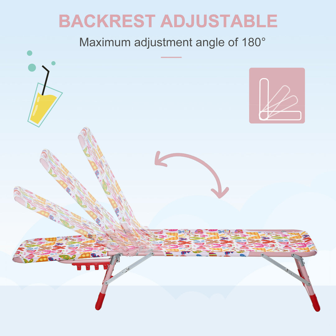 Lounge Chair for Kids Recliner Foldable Portable with Adjustable Backrest Outdoor Beach Pool Camping 118 x 40 x 24cm