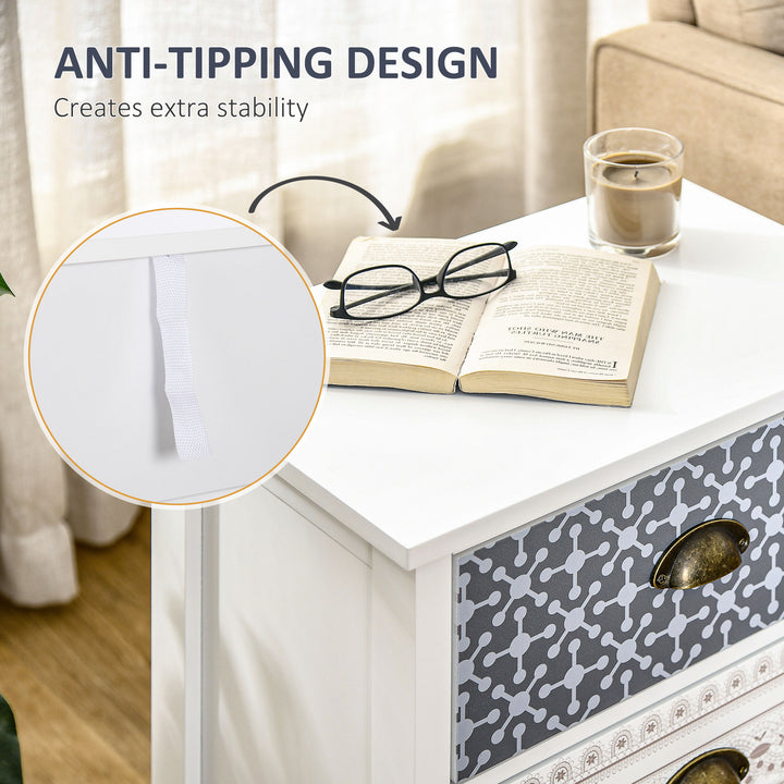 Bedside Table Set of 2 Chest of 3 Drawers Shabby Chic Nightstands with Metal Handle Sofa Side Table for Living Room, Bedroom,Purple
