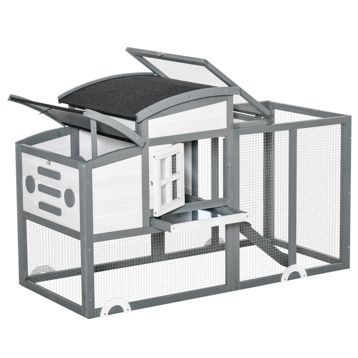 PawHut Deluxe Chicken Coop, Hen House, Wooden Poultry Cage w/ Outdoor Run, Nesting Box, Removable Tray, Openable Roof, 140 x 67 x 88.5cm