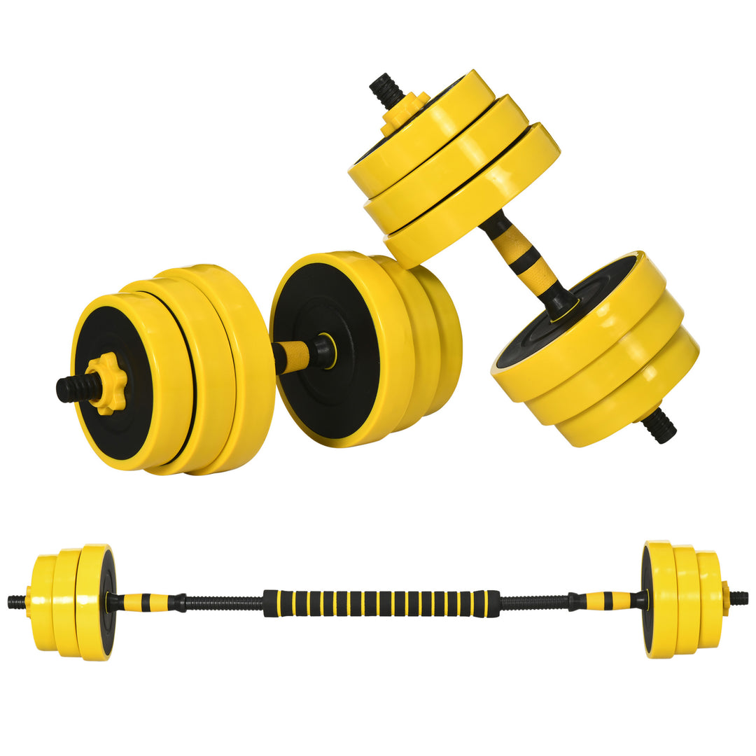 30kg Dumbbell & Barbell  Adjustable Set Plate Bar Clamp Rod Home Gym Sports Area Exercise Ergonomic