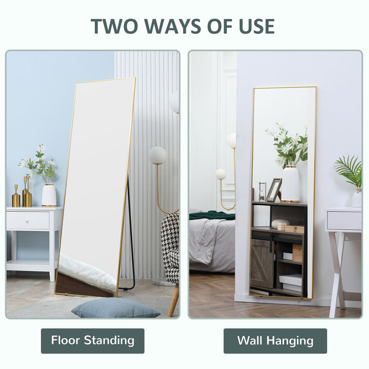 Full Length Mirror Wall-Mounted, 160 x 50 cm Freestanding Rectangle Dressing Mirror for Bedroom, Living Room, Gold Frame