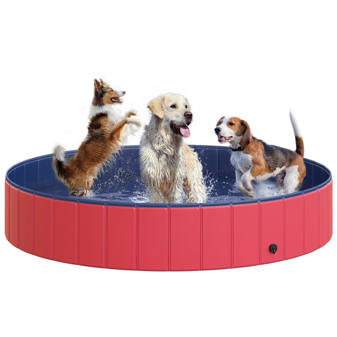 Pawhut 160 x 30H cm Pet Swimming Pool - Red/Dark Blue PVC