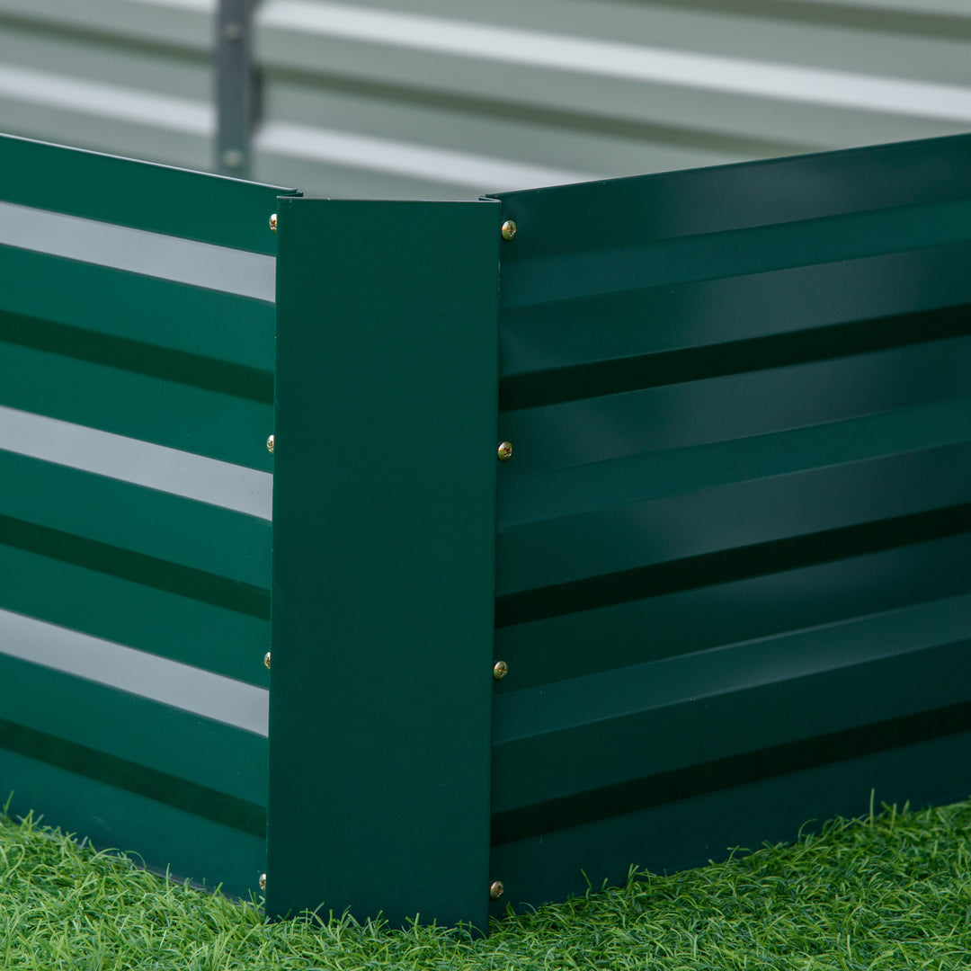 Metal Raised Garden Bed Planter Box Outdoor Planters for Growing Flowers, Herbs, Green, 241x90.5x30cm