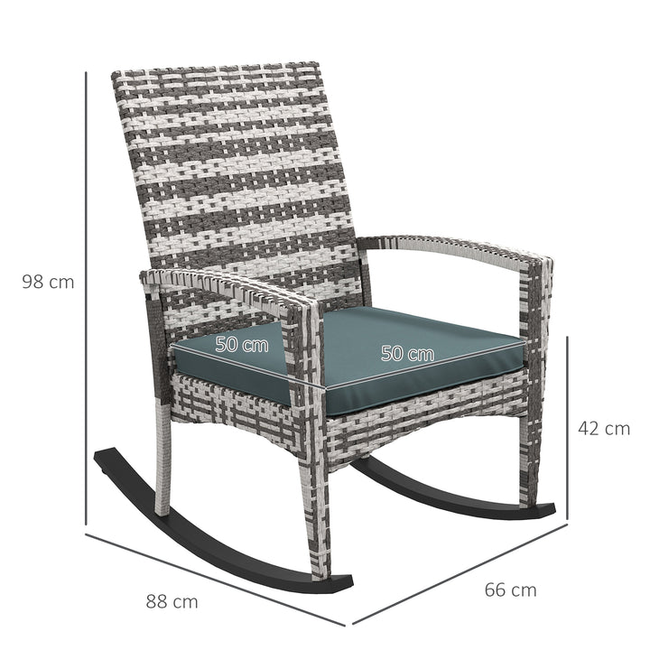 Rattan Rocking Chair Rocker Garden Furniture Seater Patio Bistro Relaxer Outdoor Wicker Weave with Cushion - Light Grey