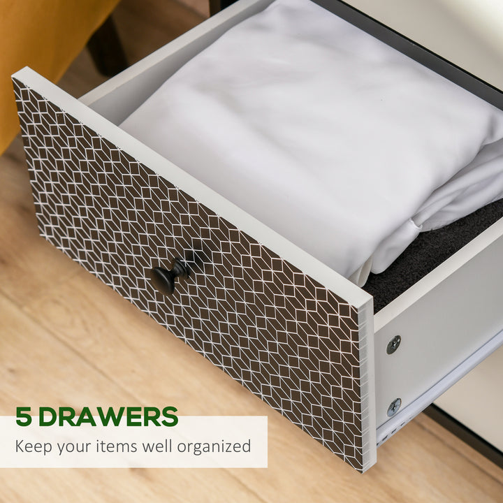 Chest of Drawers, 5 Drawer Dresser, Vertical Storage Organizer Unit for Bedroom, Living Room