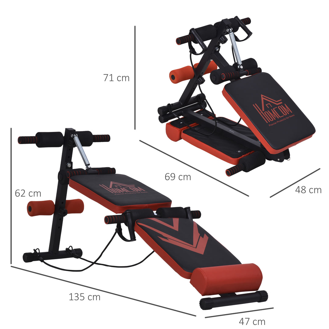 Multifunctional Sit Up Bench Foldable Exercise Weight Bench w/ Elastic Rope