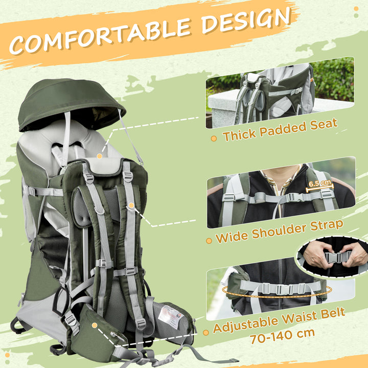 Toddler Hiking Backpack Carrier with Removable Small Bag, Outdoor Child Carrier with Stand, Rain Cover, Sunshade Shield, Adjustable Waist Belt