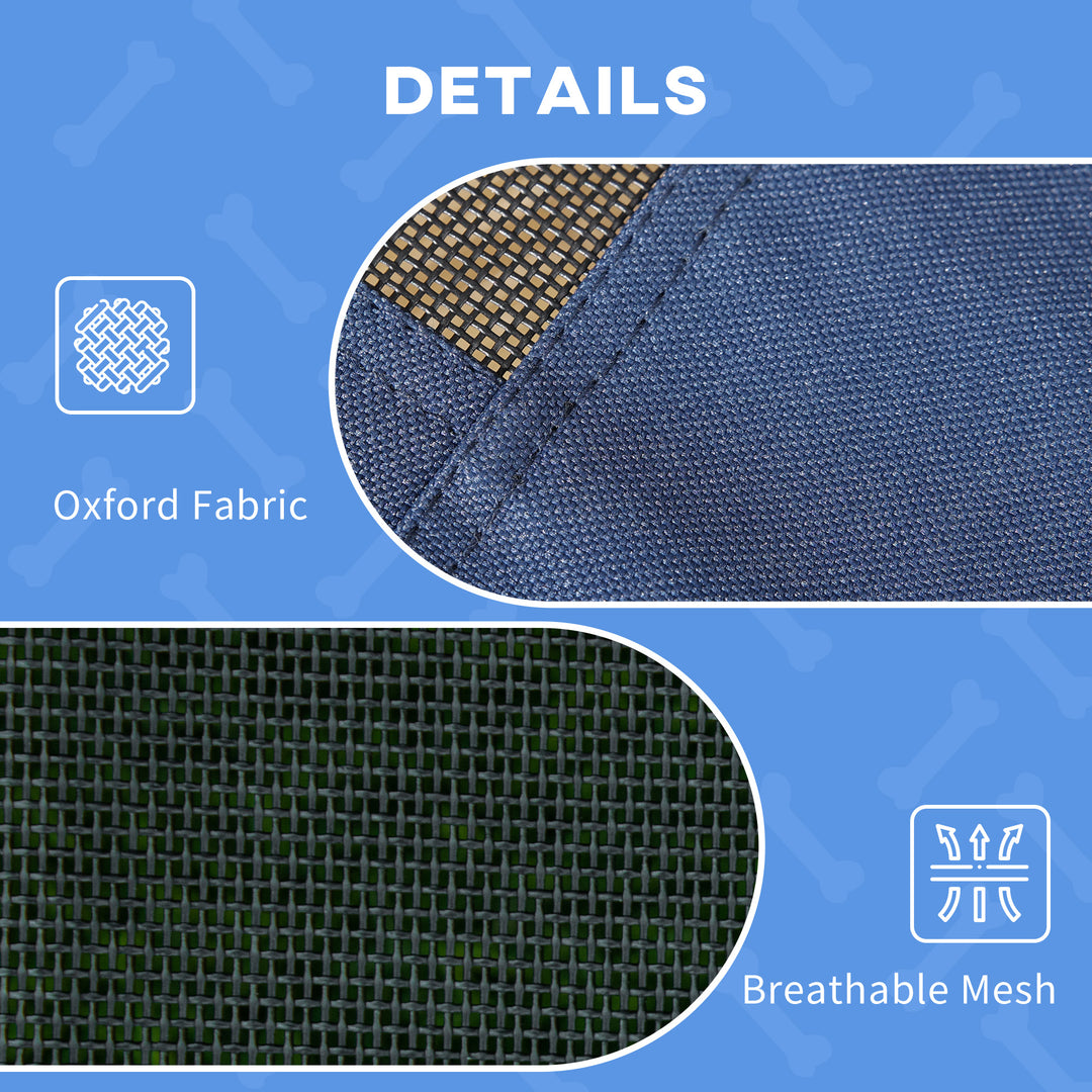 Raised Dog Bed Waterproof Elevated Pet Cot with Breathable Mesh UV Protection Canopy Blue, for Small Dogs, 61 x 46 x 62cm