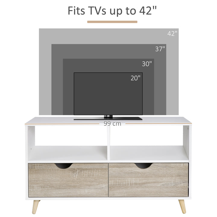 HOMCOM Particle Board TV Media Unit White/Oak