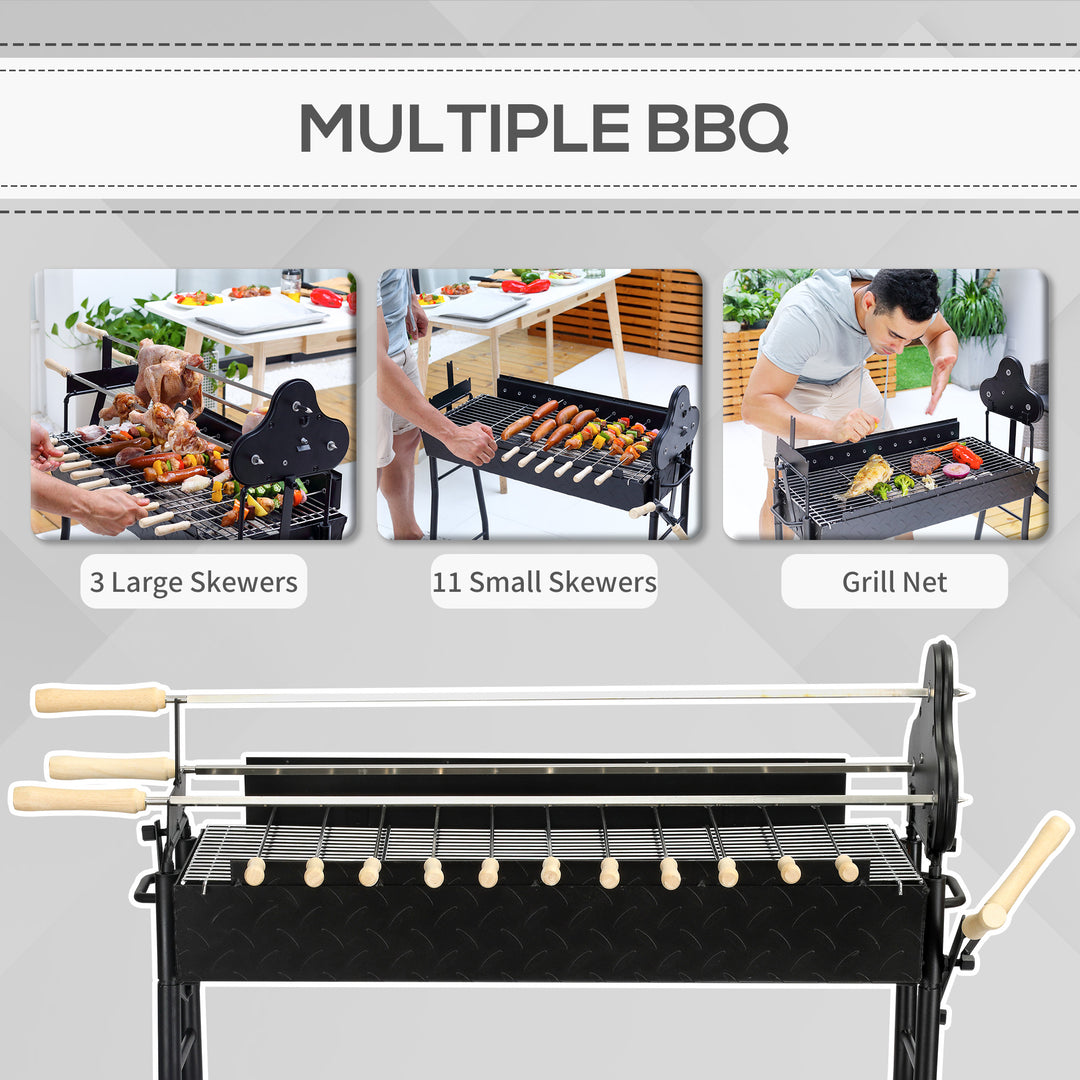 Charcoal Trolley BBQ Garden Outdoor Barbecue Cooking Grill High Temperature Powder Wheel 85x36x90cm New