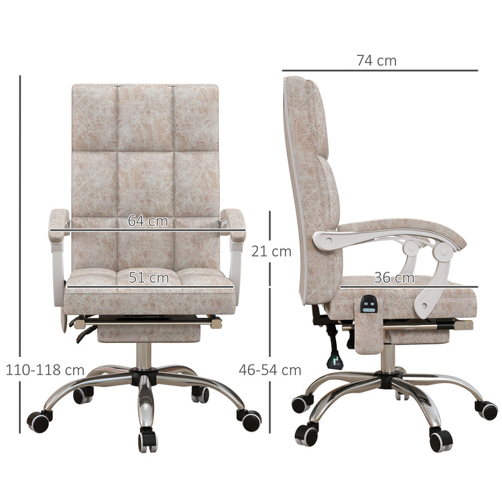 Vinsetto Executive Vibration Massage Office Chair, Microfibre Computer Chair with Armrest, 135° Reclining Back, Beige