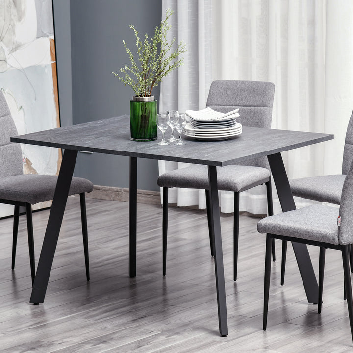 Dining Table with Metal Legs and Spacious Tabletop for Kitchen, Dining Room, Living Room, Dark Grey