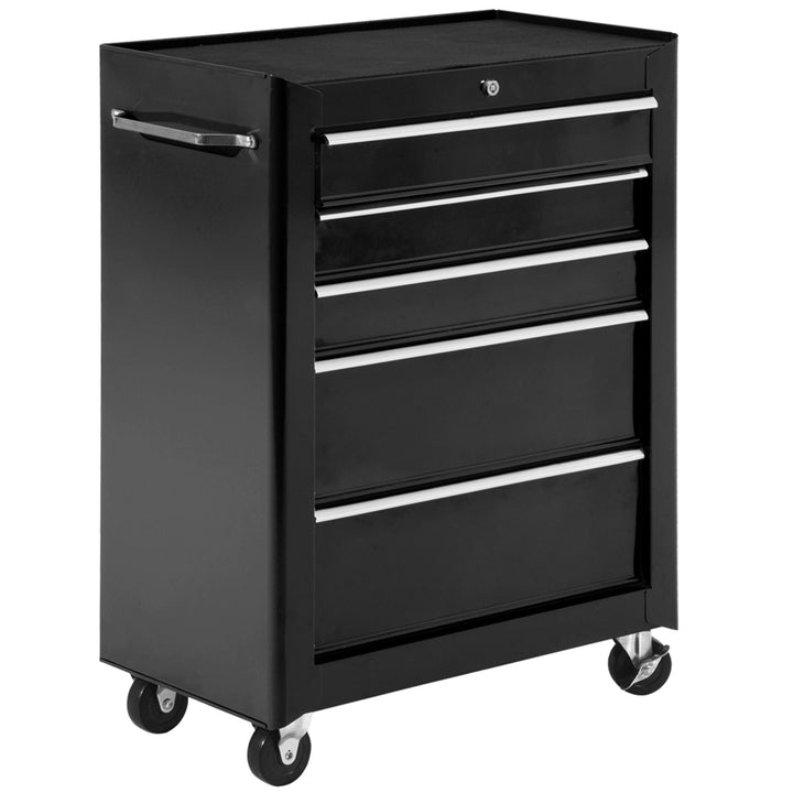 Rolling Tool Storage Cabinet 5-Drawer Tool Chest Black Steel by HOMCOM