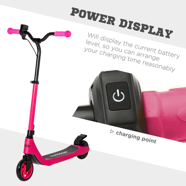 Electric Scooter, 120W Motor E-Scooter w/ Battery Level Display, 2 Adjustable Heights, and Rear Brake, Suitable for 6+ Years Old, Pink