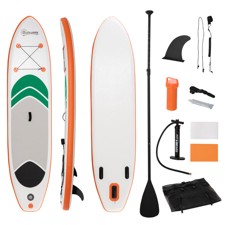 Inflatable 10'6" x 30" x 6" Non-Slip Paddle Stand Up Board w/ Adjustable Aluminium Paddle, ISUP Accessories, 320L x 76W x 15H cm - White