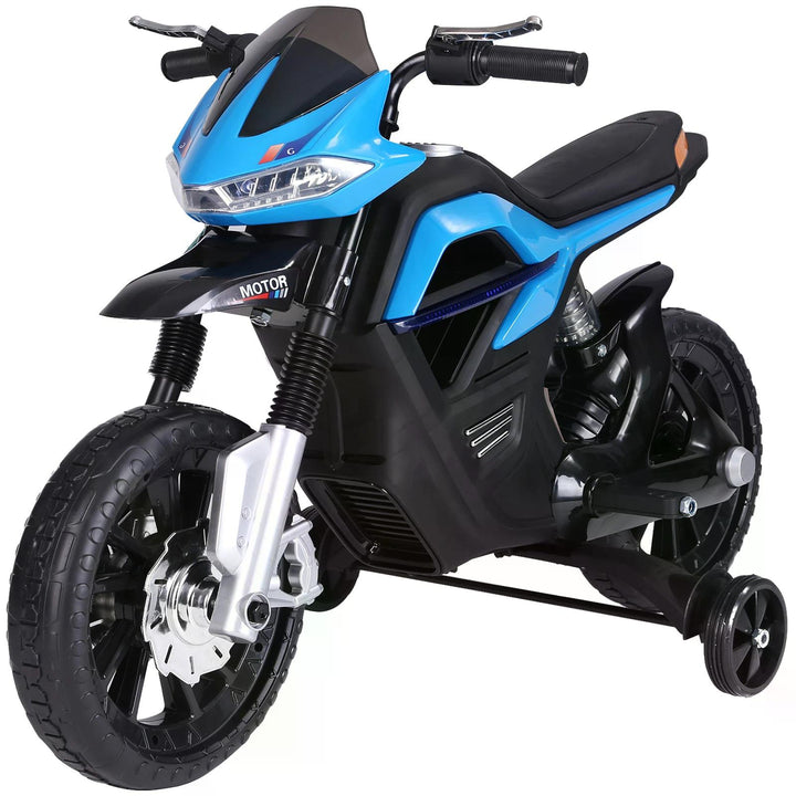 Ride On Kids Electric Motorbike Scooter 6V Battery Powered w/ Brake Lights and Music Blue