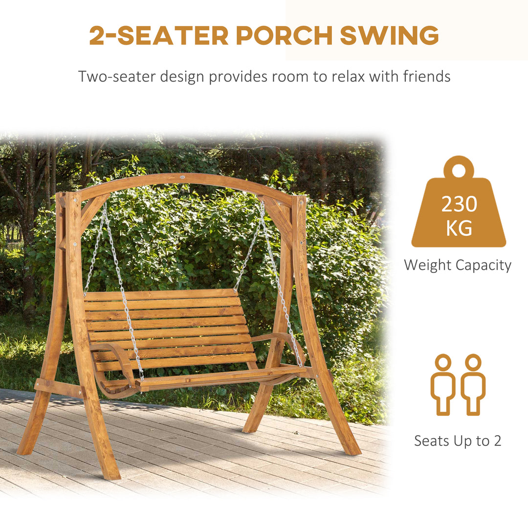 Outsunny 2 Seater Garden Swing Chair, Outdoor Wooden Swing Bench Seat