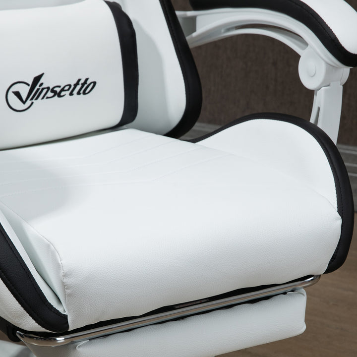 Vinsetto Racing Gaming Chair, Reclining PU Leather Computer Chair with 360 Degree Swivel Seat, White and Black