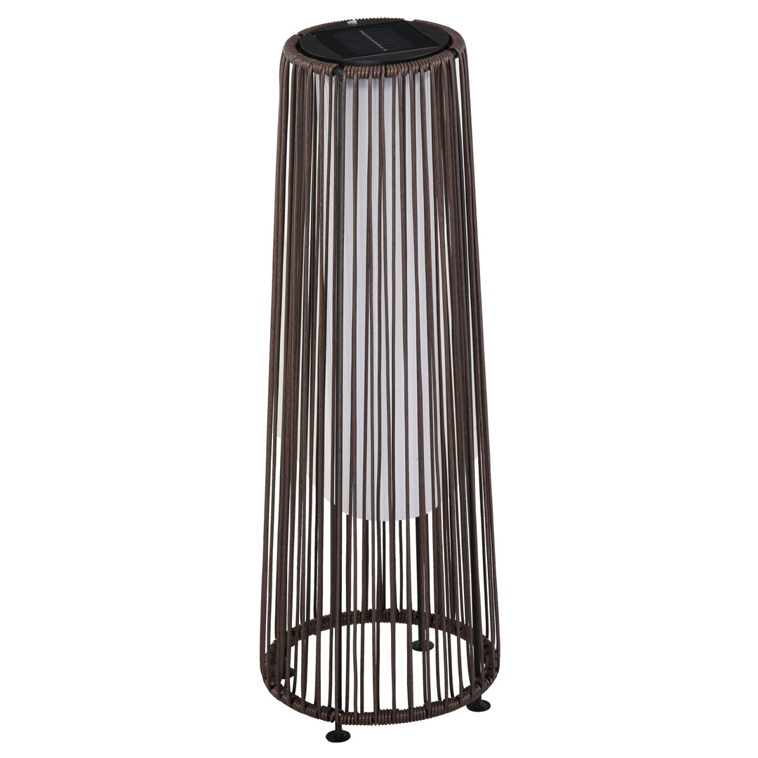 Patio Garden PE Rattan Solar Lights Woven Resin Wicker Lantern Auto On/Off Solar Powered Lights, Brown