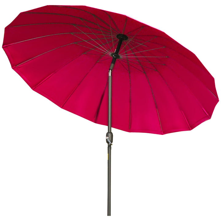 Outsunny Ф255cm Patio Parasol Umbrella Outdoor Market Table Parasol with Push Button Tilt Crank and Sturdy Ribs for Garden Lawn Backyard Pool Wine Red