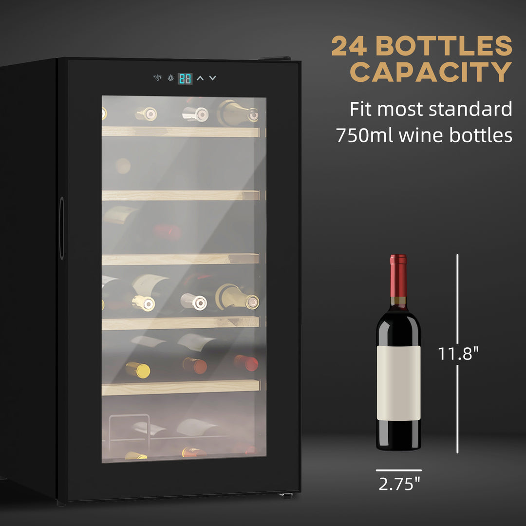 Wine Freestanding Fridge with Glass Door, 65 Litres Single Zone Wine Cooler Fridge with Digital Touch Screen Controls and LED Light, Black