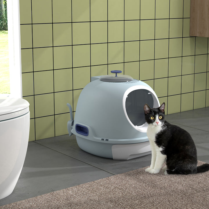 PawHut Cat Litter Box With Litter Scoop, Drawer-Type Easy To Clean, Skylight, Light And Easy To Move