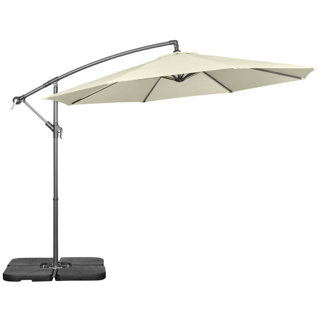 3(m) Garden Parasol Sun Shade Banana Umbrella Cantilever with Crank Handle, Cross Base Beige