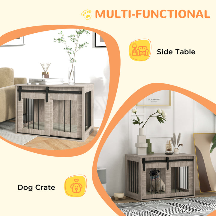 PawHut Dog Crate Furniture with Removable Cushion for Medium Dogs, 80 x 54 x 57cm - Brown