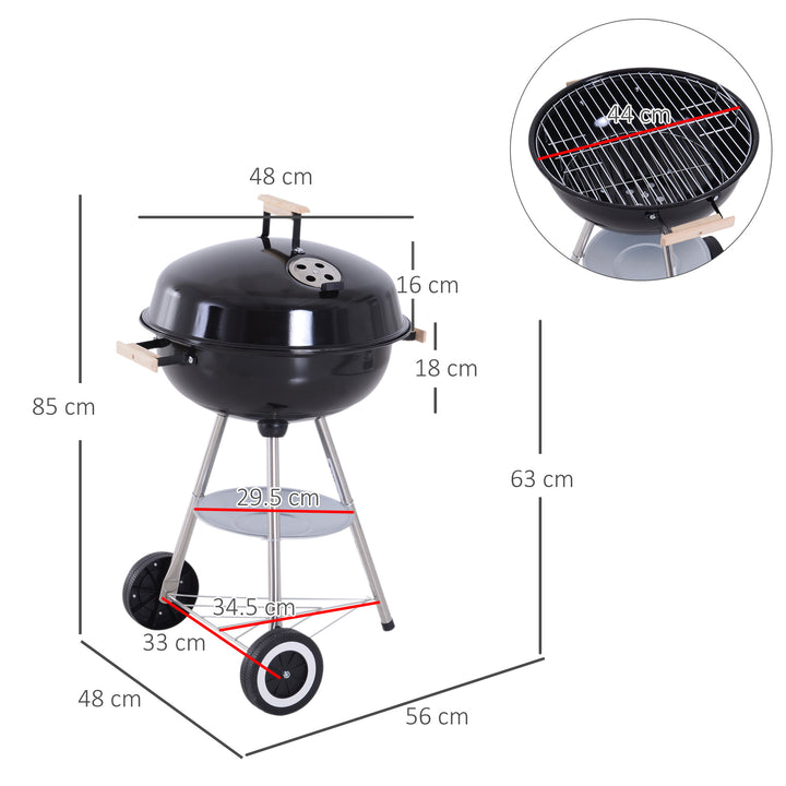 BBQ Grill Charcoal Grill Portable Charcoal BBQ Round Kettle Grill Outdoor Heat Control Party Patio Barbecue