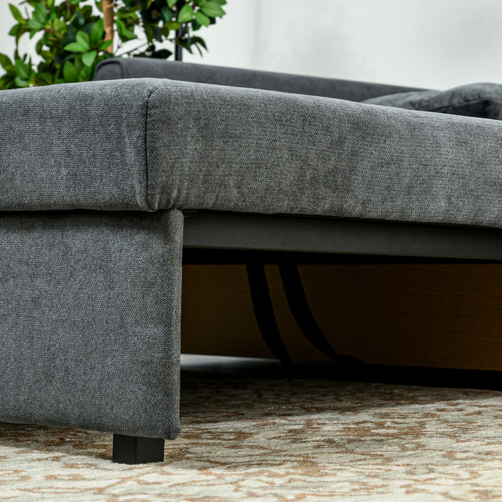 Two Seater Fabric Sofa Bed, 2-in-1 Sofabed with Hidden Storage, Living Room Furniture, Black