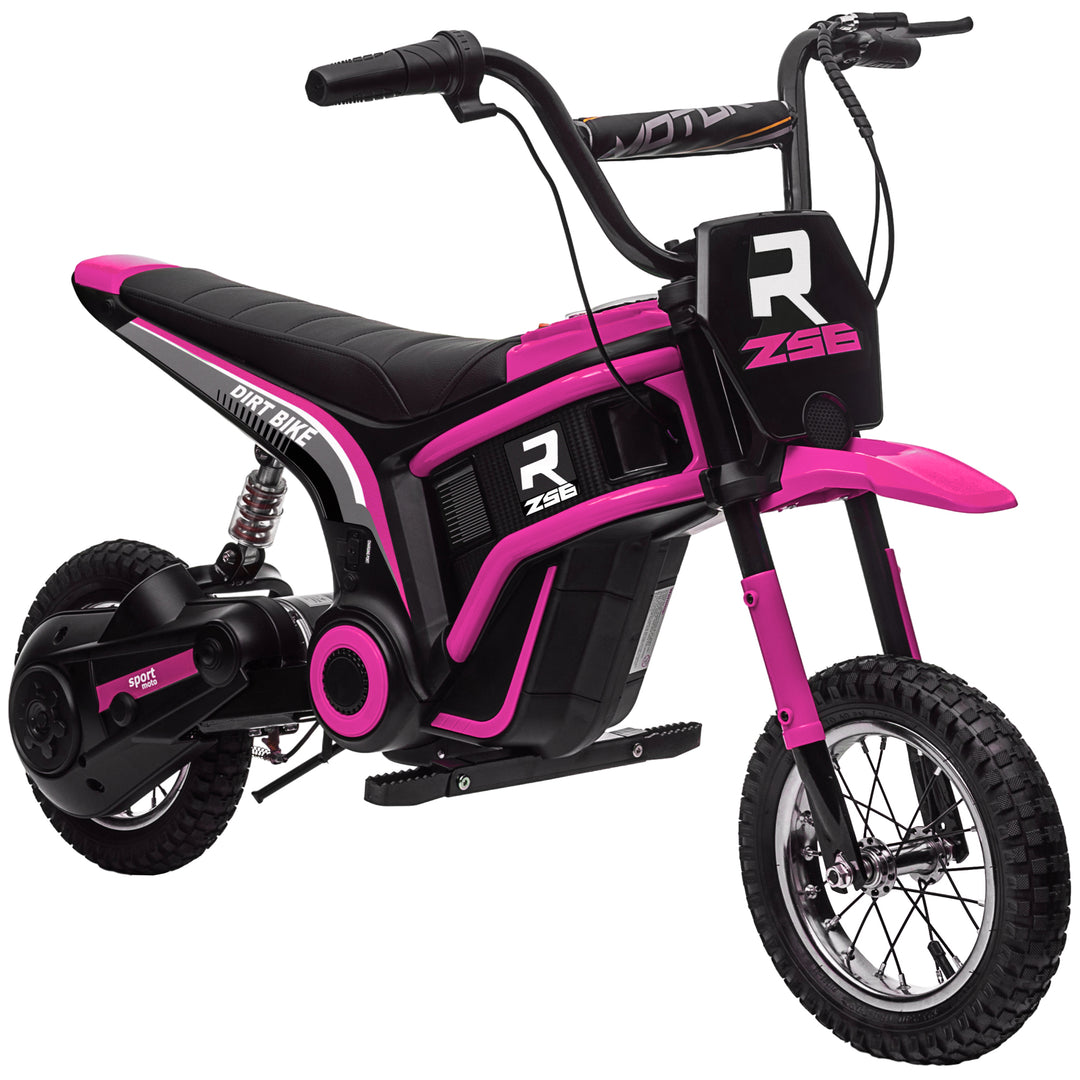 24V Electric Motorbike, Dirt Bike with Twist Grip Throttle, Music Horn, 12" Pneumatic Tyres, 16 Km/h Max. Speed, Pink